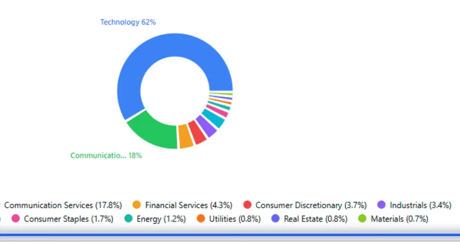 MFFT portfolio look-through showing 62% concentrated in one sector and the real underlying stocks held across several ETFs